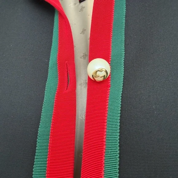 Gucci Black Coat with Red and Green Trim - Picture 8 of 15